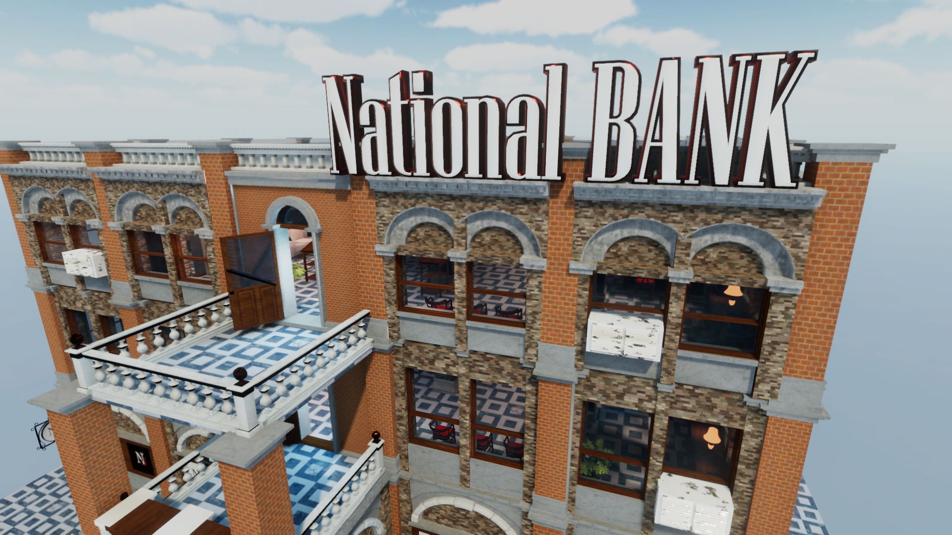 An image showing National Bank asset pack, created with Unity Engine.