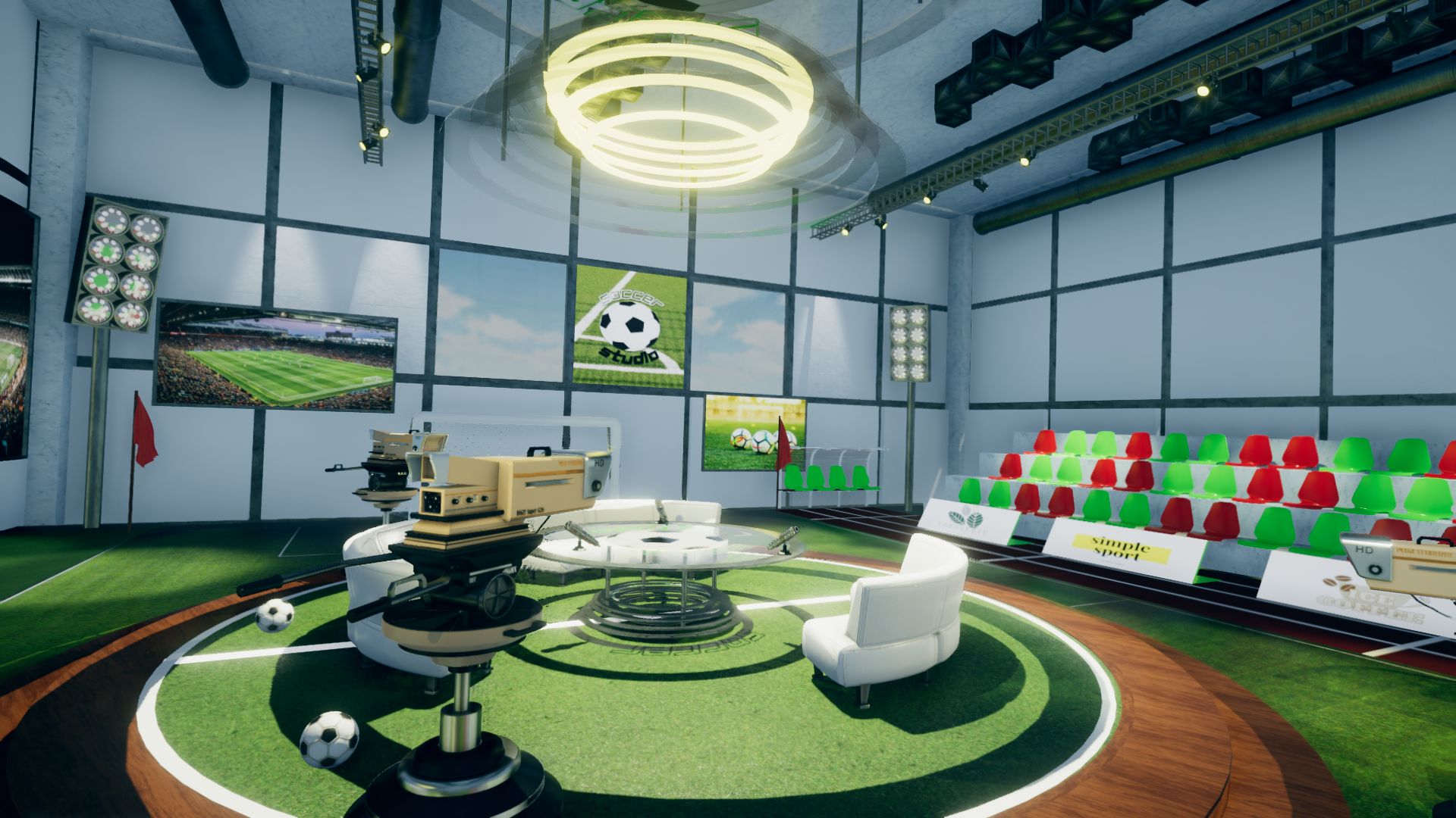 An image showing Soccer Studio Set asset pack, created with Unity Engine.