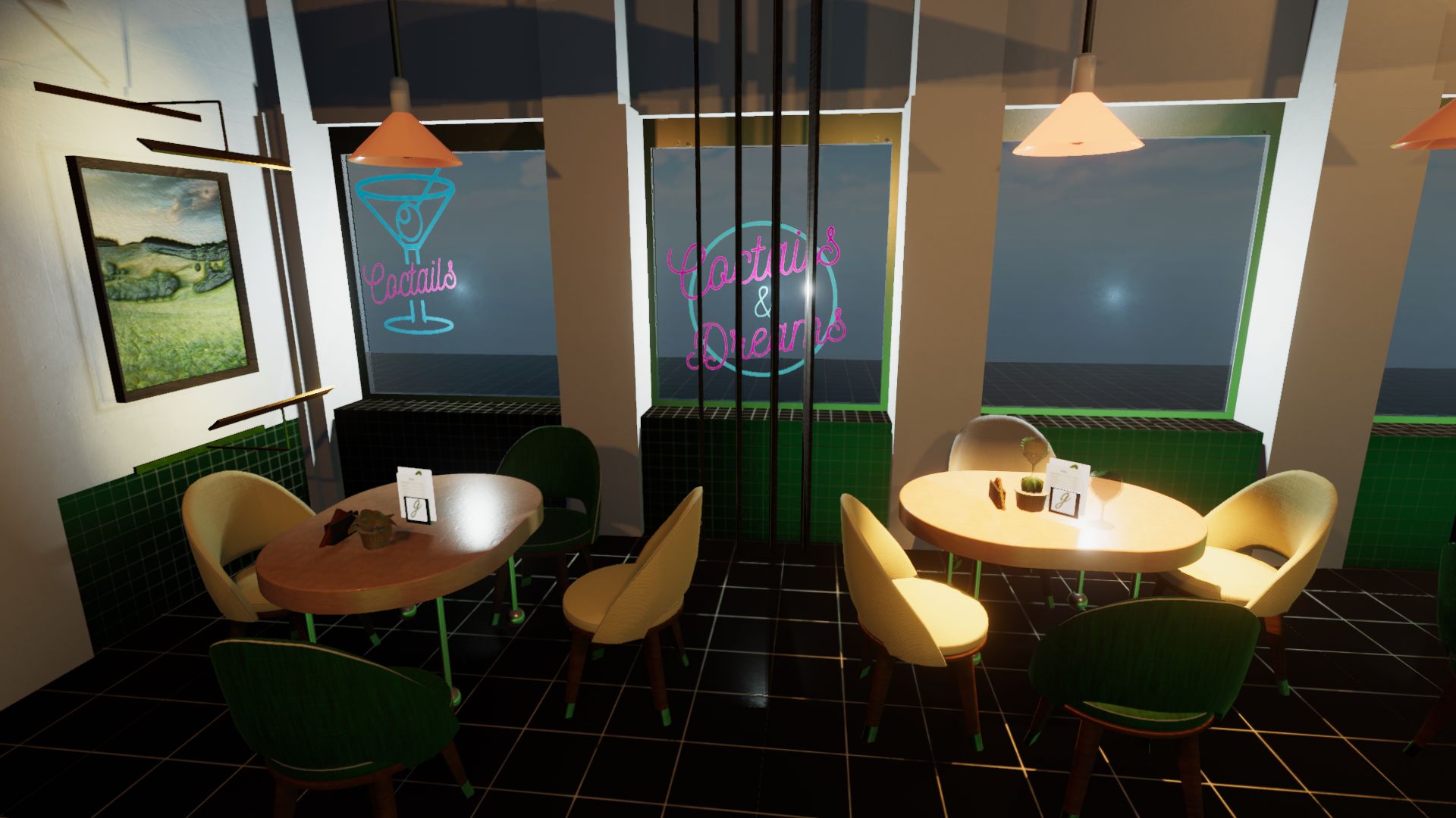 An image showing Green Lounge asset pack, created with Unity Engine.