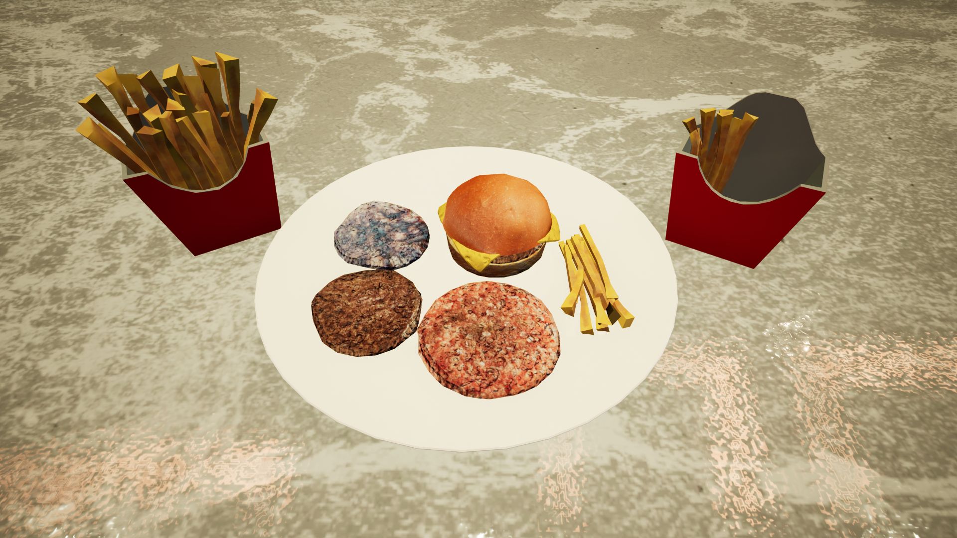 An image showing Fast Food asset pack, created with Unity Engine.