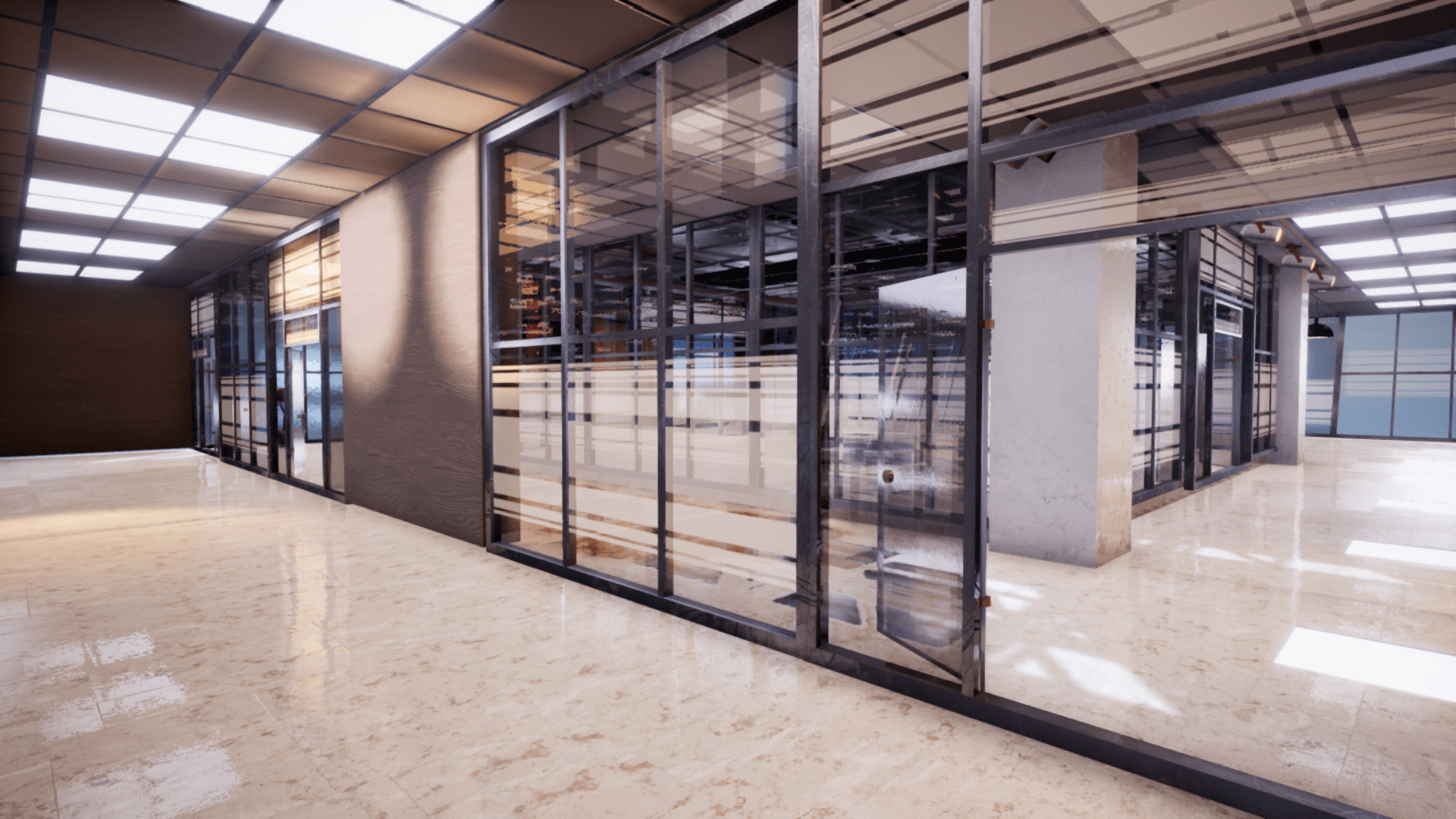 An image showing Modular Glass Building asset pack, created with Unreal Engine.