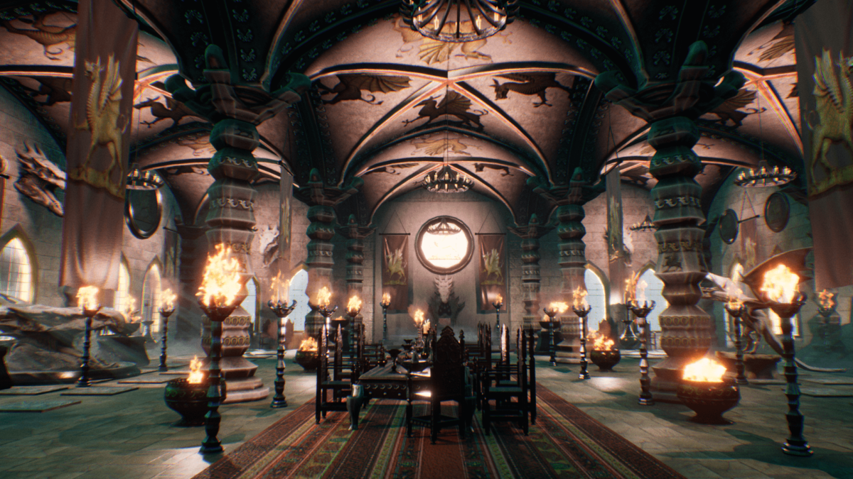 An image showing the updated asset packs Dragon Hall and Dragon Hall 2.