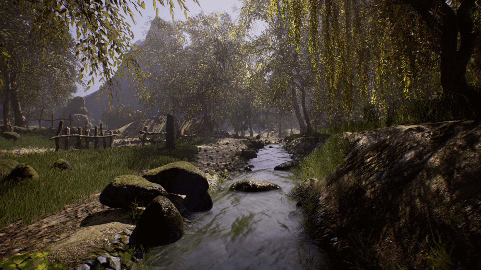 An image showing the Forrest Road Landscape asset pack, created with Unreal Engine