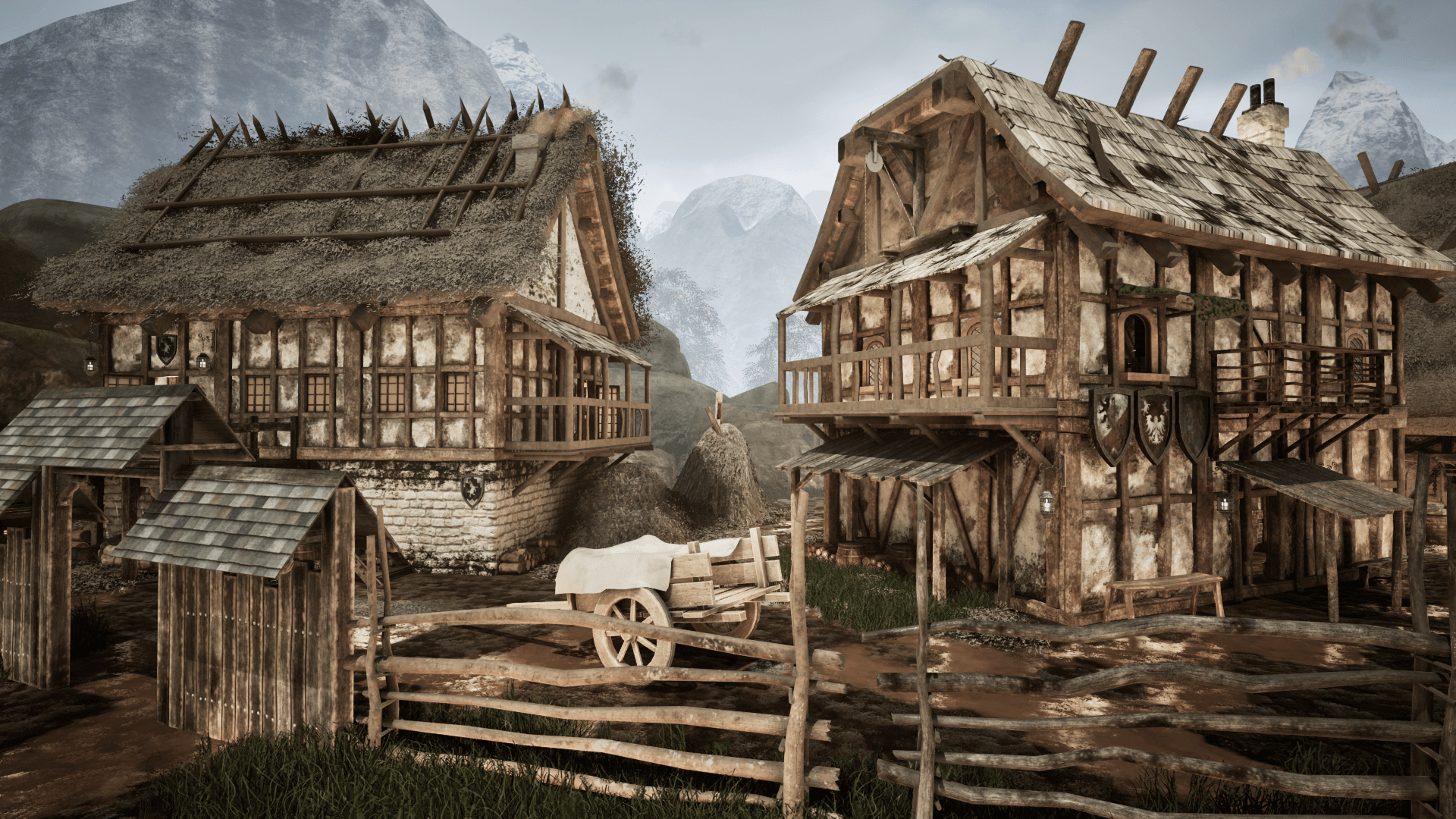 An image showing the Medieval Village mega pack, created with Unreal Engine