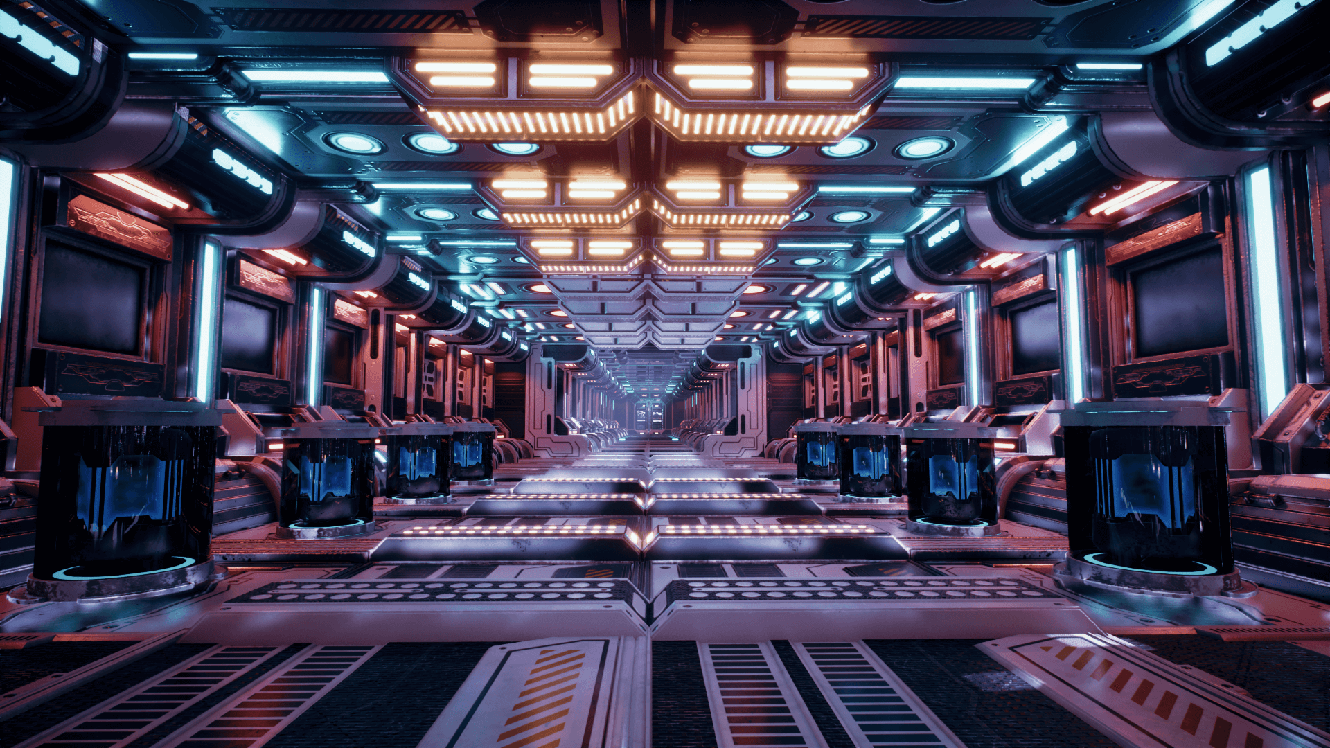 An image showing the SciFi Corridors asset pack, created with Unreal Engine