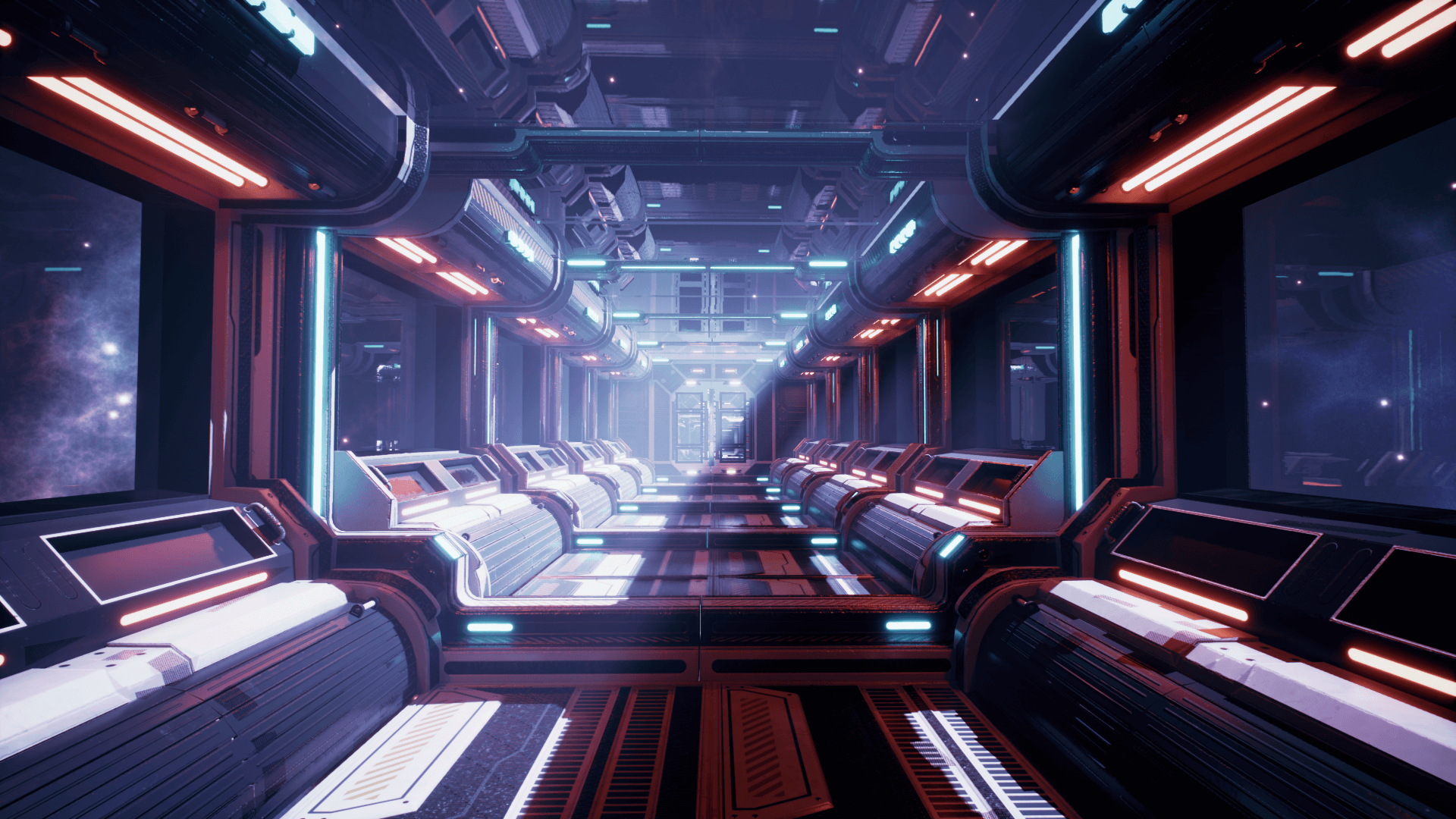 An image showing the SciFi Corridors asset pack, created with Unreal Engine