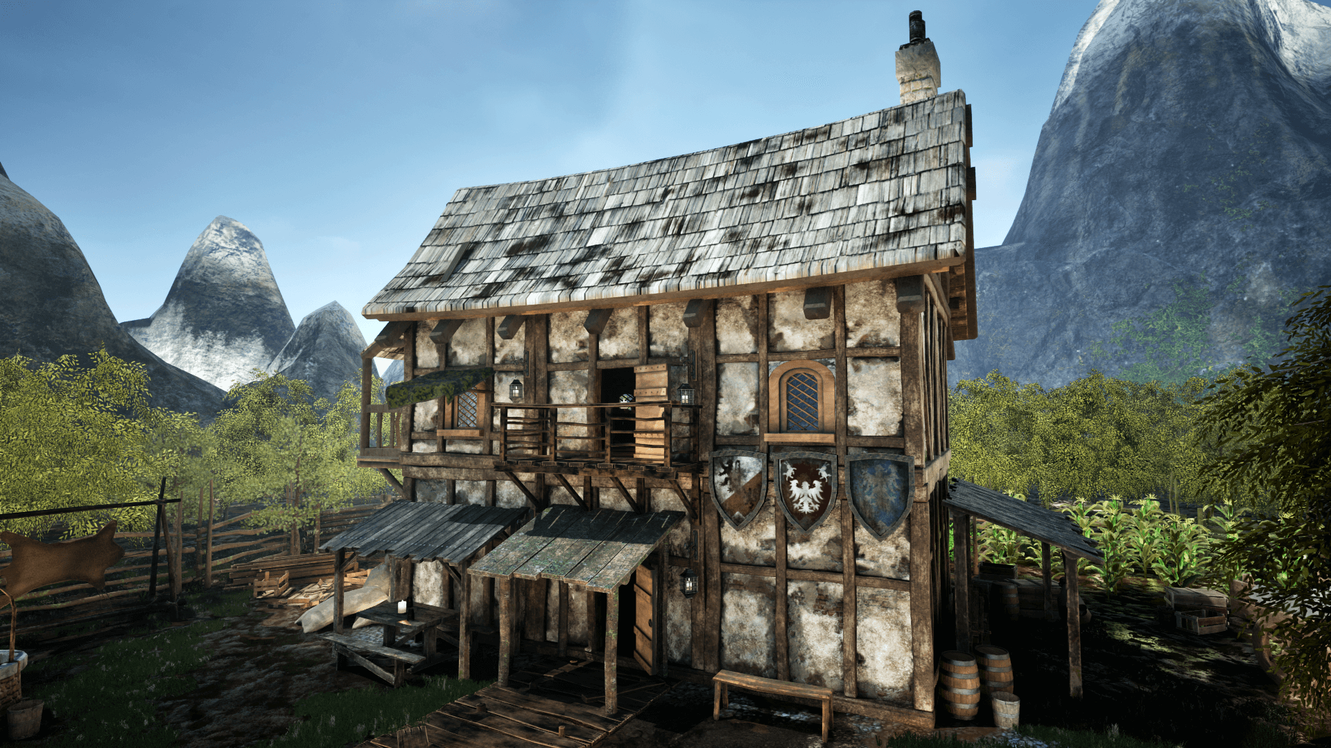 An image showing the Medieval Household asset pack, created with Unreal Engine