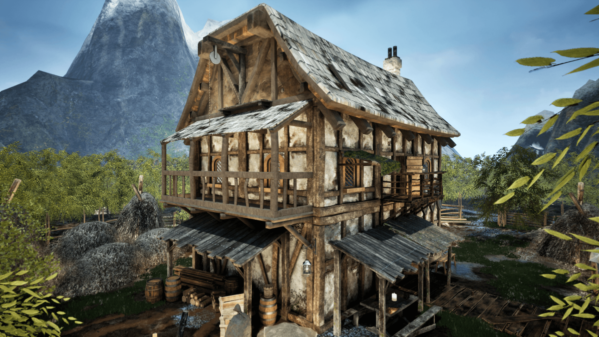 An image showing the Medieval Household asset pack, created with Unreal Engine