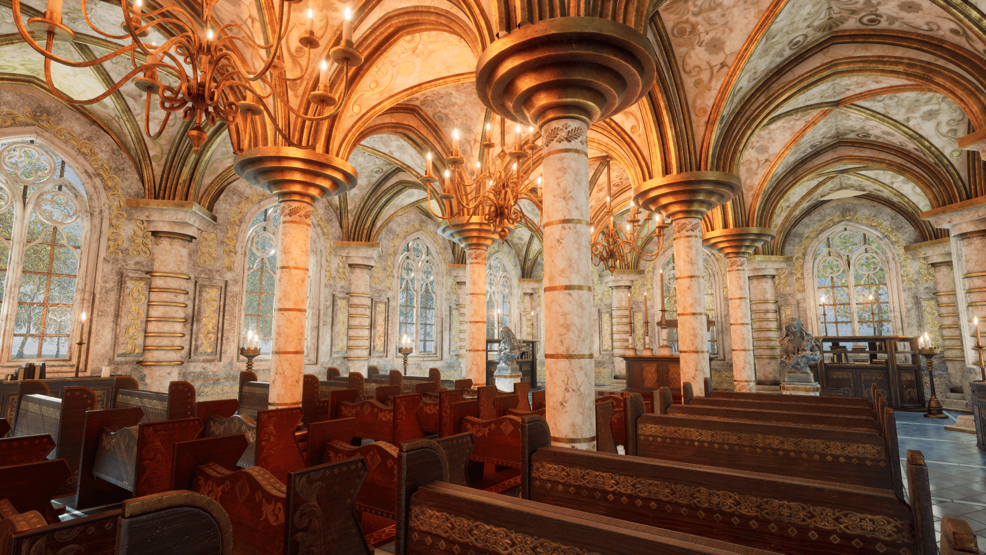 An image showing the Church 6. asset pack, created with Unreal Engine