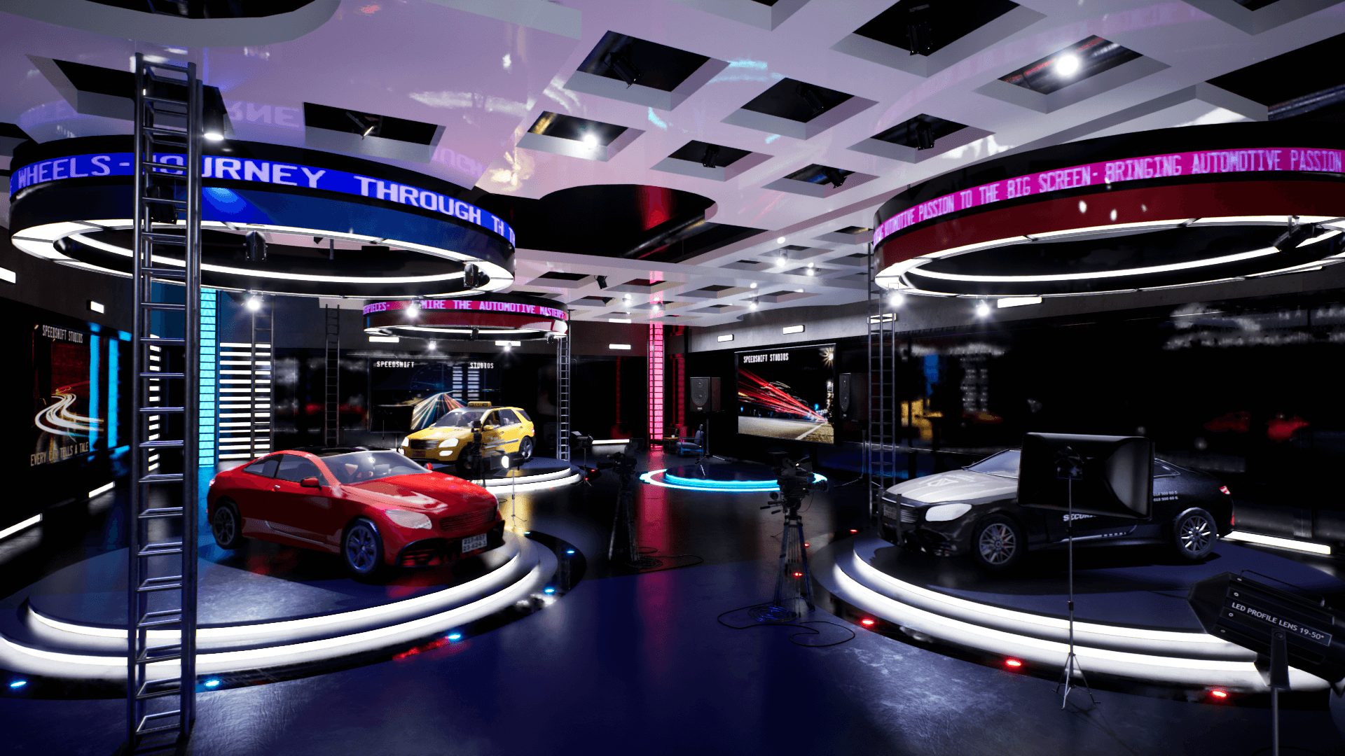 An image showing the Speed Shift Showroom asset pack, created with Unreal Engine