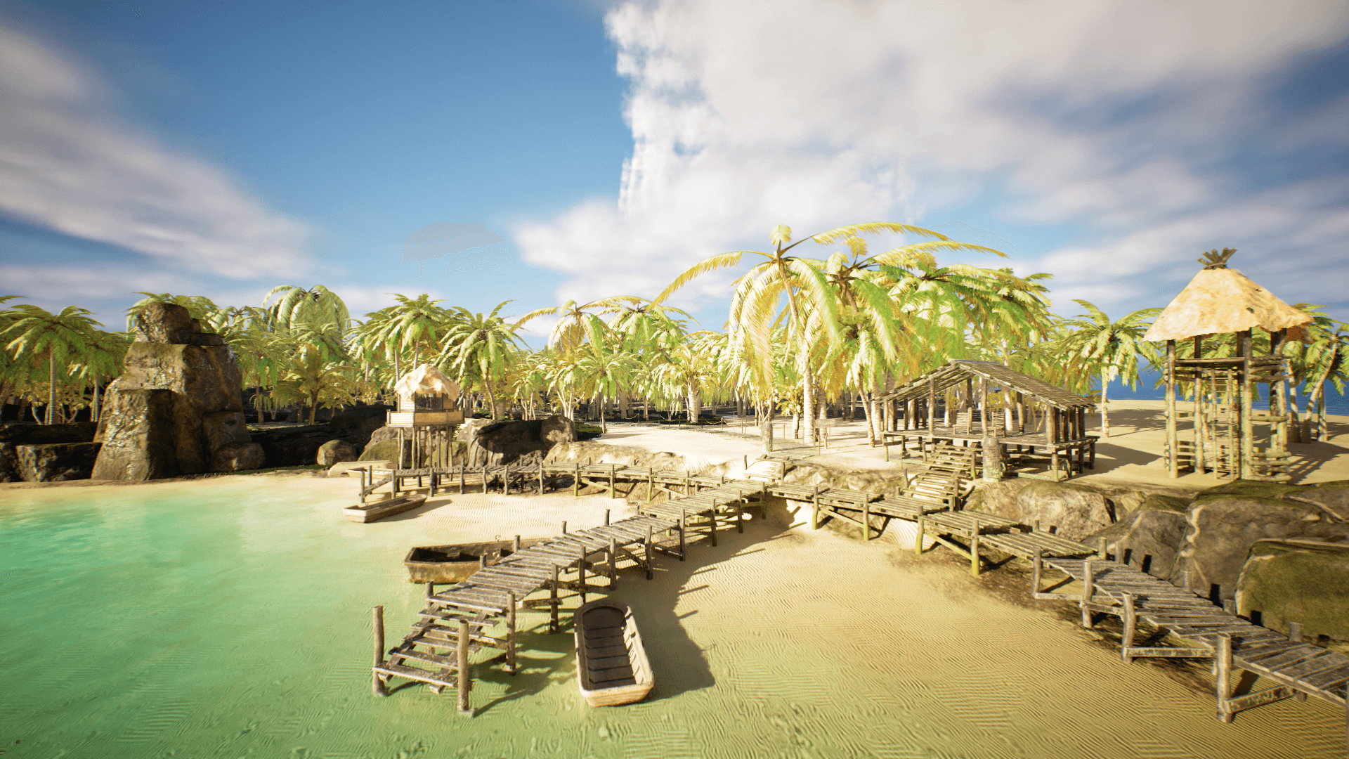An image showing the Tropical Tiki Island asset pack, created with Unreal Engine